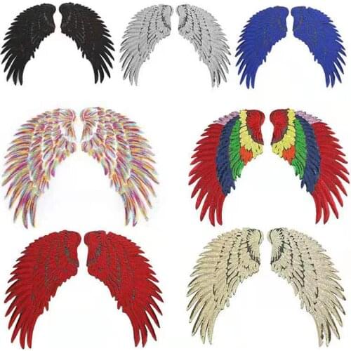 Embroidered Patches For Clothes Stickers Colorful Sequins Wings Plus Size Patch Badges DIY Appliques Craft Decoration