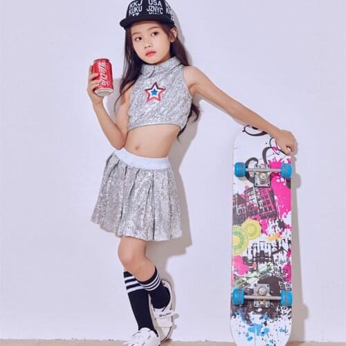 High Quality Modern Childrens Ballroom Dresses Dance Performance Costumes Children Sequin Jazz Dance Hip-Hop Dance Costume