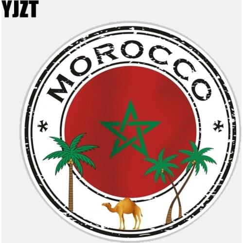 YJZT 13.3CM*13.3CM Creative Car Sticker Body Morocco Flag Motorcycle PVC Decal 6-2713
