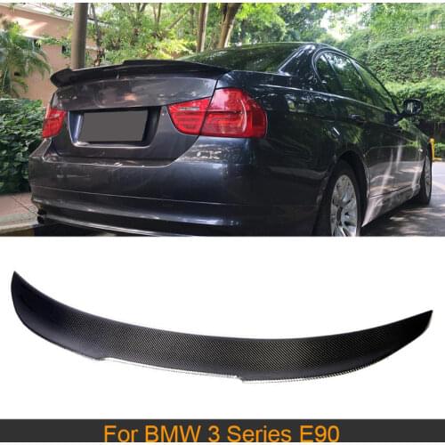 For BMW 3 Series E90 Base Sedan M Tech M3 2005 - 2012 Carbon Fiber Rear Trunk Spoiler Boot Lip Wing Lip RT Style