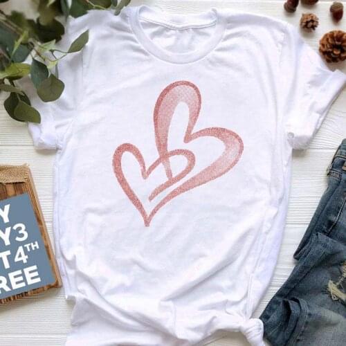 Women Printing Love Heart T-shirts 90s Ulzzang Love Kawaii Valentines Day Fashion Clothes Print Tee Top Tshirt Female Graphic T