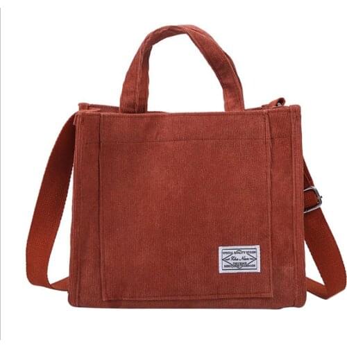 Women Corduroy Tote Purse, Casual Cross-body Shoulder Bag Large Capacity Handbag