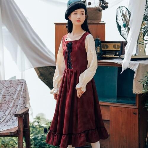 Anbenser New Vintage French Style Dress Women Medieval Palace Princess Elegant Vestido Retro Victorian Long Sleeve Party Dresses