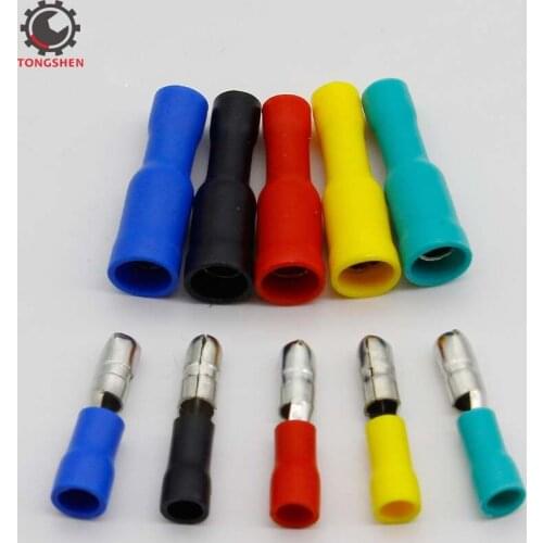 100pcs Female and Male Insulated Electric Connector Crimp Bullet terminal for 22~16 AWG Audio Wiring Quick Splice Wire Terminals
