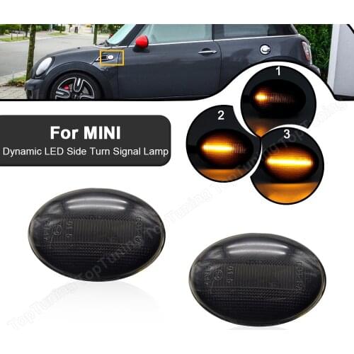 2PCS 12V Dynamic LED Side Marker Turn Signal Light Indicator For Mini Cooper R55 06-14 R56 05-13 R57 09-15 R58 10-15 R59 11-15