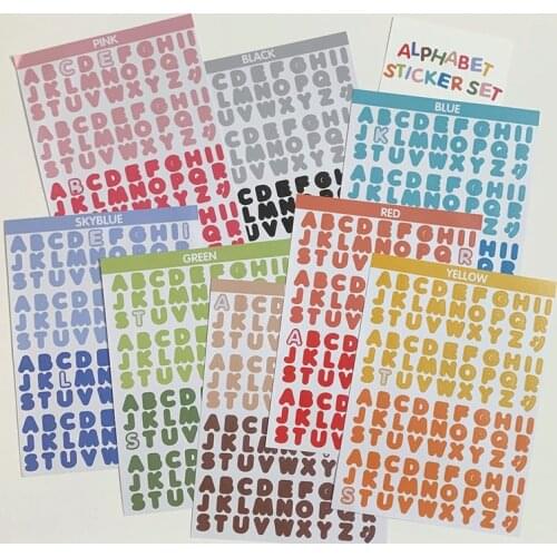 2Pc/Set Candy Color English Alphabet Number Sticker Handbook Collage Cute Decoration Material DIY Tag Stickers Scrapbooking