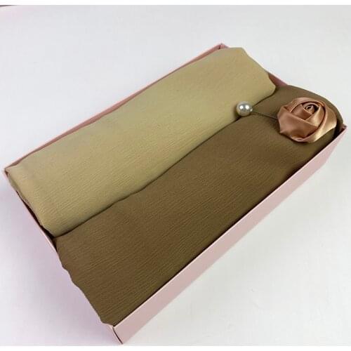 2pc/box Hijab Bubble Chiffon Scarf Women Solid Color Muslim Shawls Hijabs Headband Islamic Headscarf Turban Echarpe Foulard