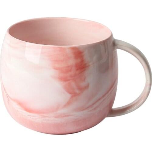 2021 Natural Marble Porcelain Coffee Mug,Pink breakfast ceramic cup Tea Milk Cups and Mugs Creative Wedding Gift