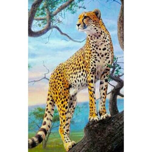 5D DIY Diamond Painting Leopard on the Tree Picture Square Round Diamond Art Sale Animal Cross Stitch Kit Home Decoration WG2725