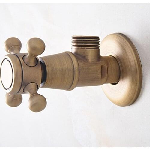 Antique Brass 1/2"malex 1/2" male Brass Bathroom Angle Stop Valve Filling Valves Bathroom tav347