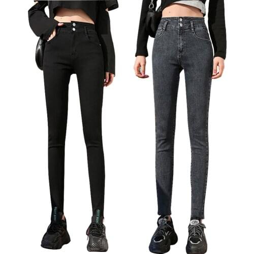 Black High Waist Womens Denim Pencil Slim Super Stretch Elastic Jeans Capri Pants Plus Size Oversize Skinny Trousers For Female