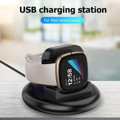 Smart Watch Charger Cradle USB Power Cable Station Dock for Fitbit Versa 3/Sense Charging Port Sync Cradle Dock Stand