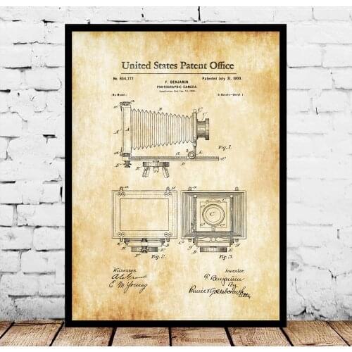 Photographic Camera Patent 1900 Blueprint Poster