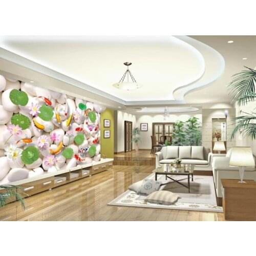 Photo Wallpaper 3D White pebble Carp 3D Background Wall Mural Dining Room Living Room Sofa TV Backdrop Wall
