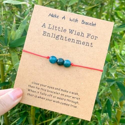 Blue Apatite Wish Bracelet Handmade Blue Apatite Beads Bracelets Crystal Jewellery for Women Men Enlightenment Good Luck Gift