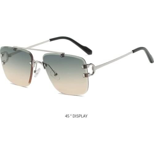 Classic fashion mens and womens rivet sunglasses, unique style rimless, retro, brand design, Oculos De Sol uv400