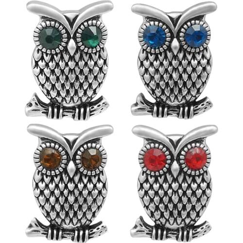 New Beauty Lovely Owl 18MM Metal snap buttons for DIY 18mm snap jewelry wholesale KZ3383