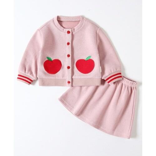 Baby spring girls clothing set Kids 2 pcs Clothes Children outfits coat+ skirt Sweater suit for girls knitted 1-5Y