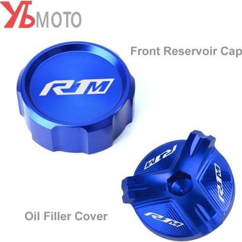 LOGO R1M Motorcycle Aluminum Accessories Oil Filler Cover Cap Front Reservoir cover For YAMAHA R1M R1 M 2015-2021