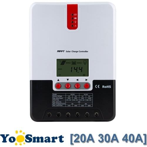 MPPT 20A 30A 40A Solar Charge Controller 12V 24V Regulator Max 100V DC Input LCD Display Fit for Lead-acid Lithium-ion Battery