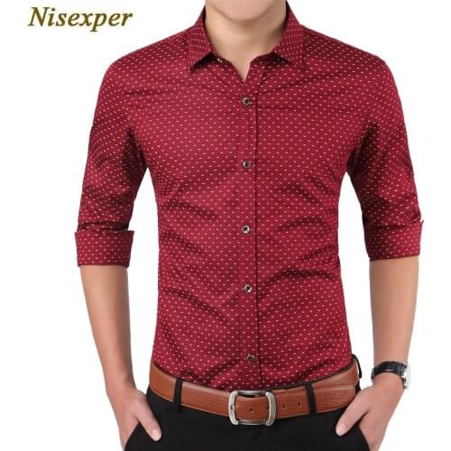 Mens Shirt Hot New Floral Printed Male Social Shirt 100% Cotton Good Quality Solid Slim Fit Mens Casual Men Brand Clothing
