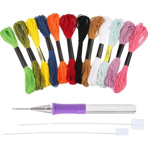 MIUSIE Embroidery Kit With 12 Colors Embroidery Threads And Pen Needle Knitting Sewing Embroidery Stitching Craft Tool