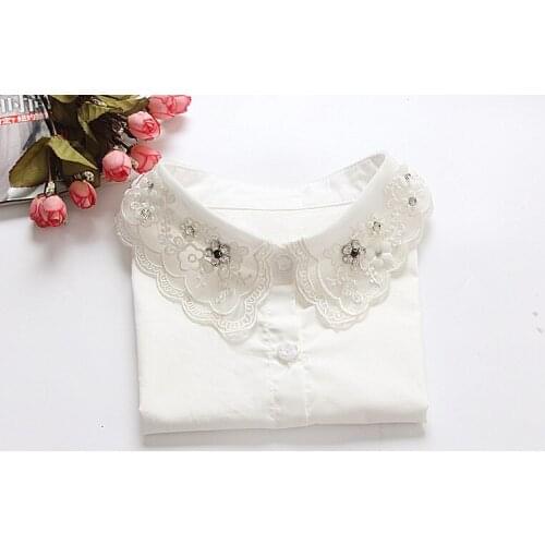 Hot Style Women Lapel Fake False Collar Detachable Collar Newly Design Women White Lace Flower Fake Shirt Necklace Choker Collar