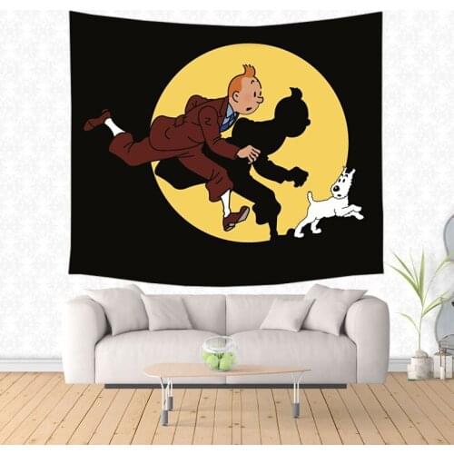 The Adventures of Tintin Tapestries Wall Hanging Tapestry Bedroom Decor Camping Tent Travel Beach Picnic Mat Throw Rug
