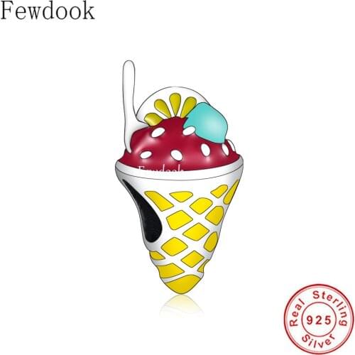 Fit Original Charm Bracelet 925 Sterling Silver Spoon Sugar Color Lemon Ice Cream Cone Bead For Making Women Berloque 2021 DIY