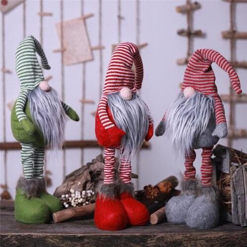 2020 Xmas new Year DIY Christmas Striped faceless doll standing posture doll Christmas items Santa Claus doll decoration FZ86