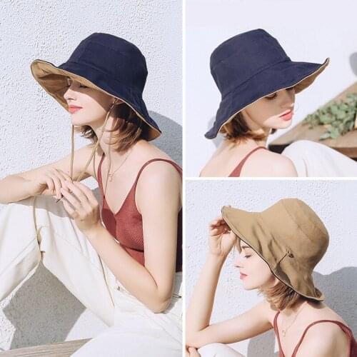 Fishermans Hat Summer Double-sided Sunshade Bucket Cap Women Korean Version All-match Sun Protection Casual Fisher Caps H7124