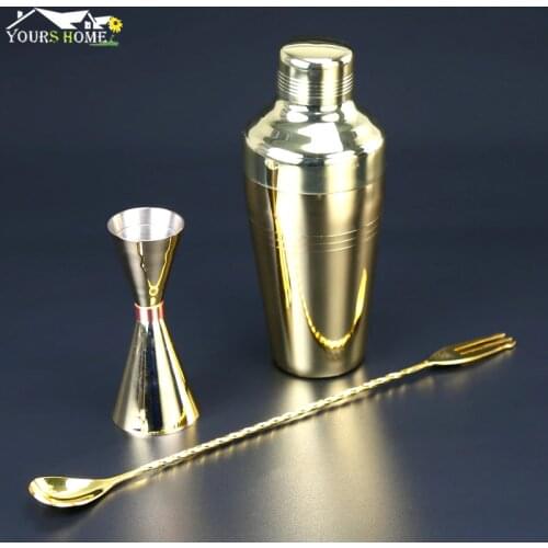 Cocktail Shaker Bar Set Copper Plated Shaker Barware Set - 3 Pieces Bartender Kit Barware