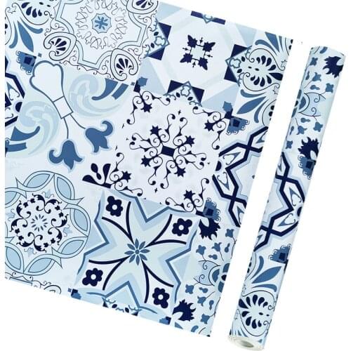 Modern blue waterproof contact paper self adhesive kitchen bathroom detachable counter paper peeling wallpaper furniture decor