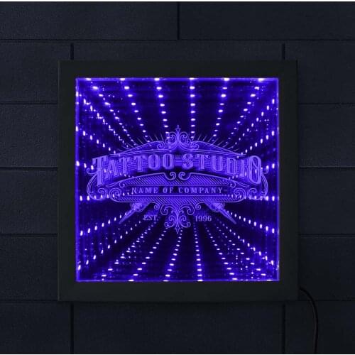 Tattoo Studio Custom Name LED Infinity Mirror Frame Personalized Tattoo Salon Shop Business Wall Art Mesmerizing Lighted Mirror