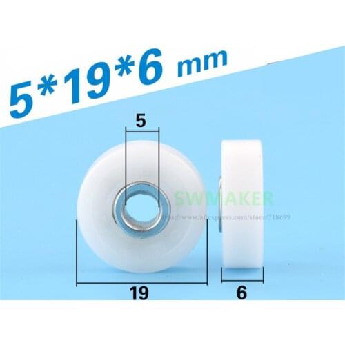 SWMAKER 10pcs 5*19*6mm F roller, flat wheel, TOK driven passive wheel, furniture drawer / display case bearing pulley