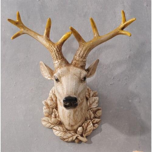 DEER HEAD LIVING ROOM PORCH WALL DECORATION RESIN DEER HEAD WALL DECORATION PENDANT EUROPEAN RETRO WALL HANGING MOVING GIFTS
