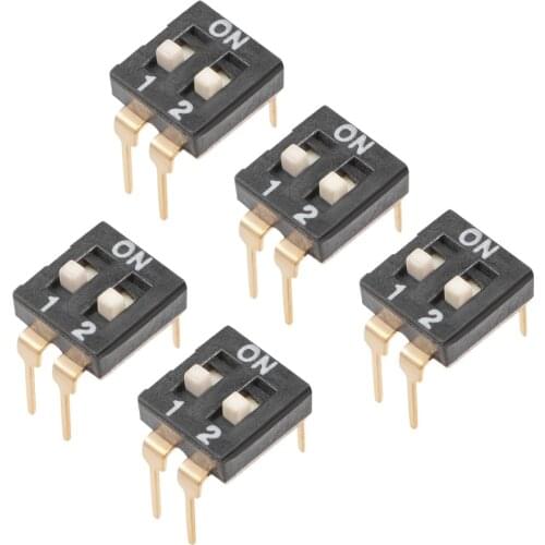 UXCELL 5Pcs DIP Switches Black Horizontal SMD 1-2 Positions 2.54mm Pitch for Circuit Breadboards PCB All Pcb Projects Supplies