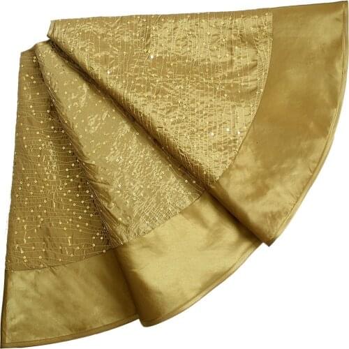Free Shipping Extra Large 50" Christmas Tree Skirt Glitter Sparkle Luxury Sequin Body Faux Silk Skirt Gold P1419-07