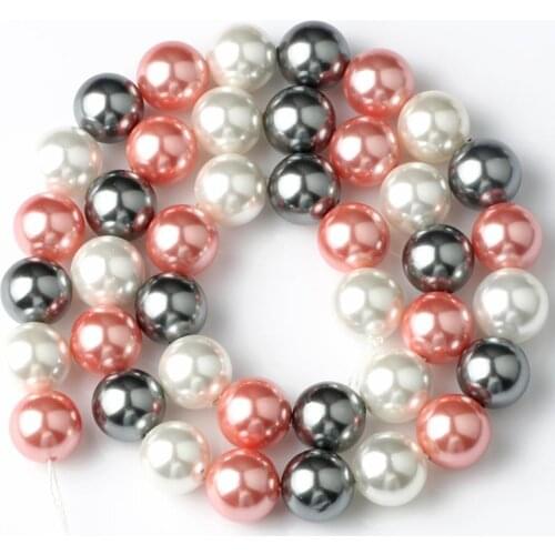 Natural Shell Pearl BeadS Round Orange White Balck Loose Spacer Beads For Jewelry Making Diy Women Necklace Bracelet 6/8/10/12mm