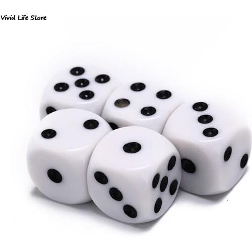 10mm/16mm Drinking Dice Acrylic White Round Corner Hexahedron Dice Club Party Table Playing Games RPG Dice Set 5Pcs/6pcs