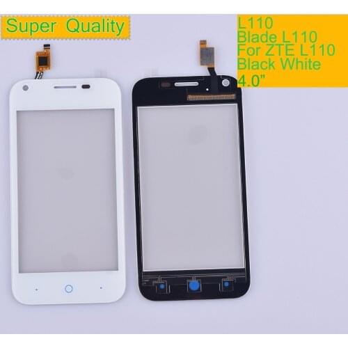 10Pcs/lot Touch Screen Digitizer For ZTE Blade L110 Front Glass Sensor Touch Panel Touchscreen Lens Replacement Black White L110