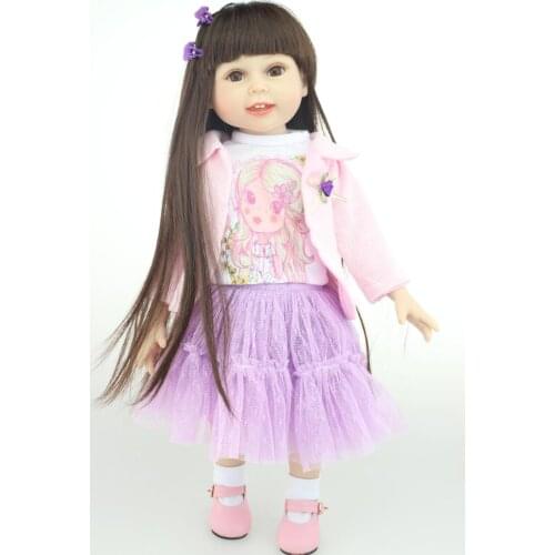 18 inch Full vinyl silicone girl baby reborn American Doll can stand bathe children playmate toys bebe reborn bonecas