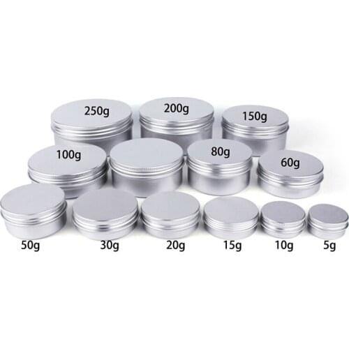 5g 10g 20g 30g 50g 100g 150g 200g 250ml Empty Aluminum Jar Cosmetic Body Lotion Cream Container Coffee Tea Metal Bottle 10pcs