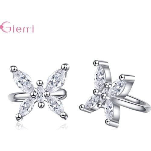 Cute Flower Crystal Stud Earrings For Women Girls Wedding Engagement 925 Sterling Silver Fashion Jewelry Trendy 2021