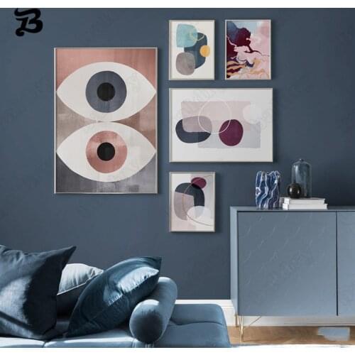 Nordic Abstract Canvas Painting Wall Art Eye Geometric Patterns Posters and Prints Wall Pictures for Bedroom Home Art Decoration