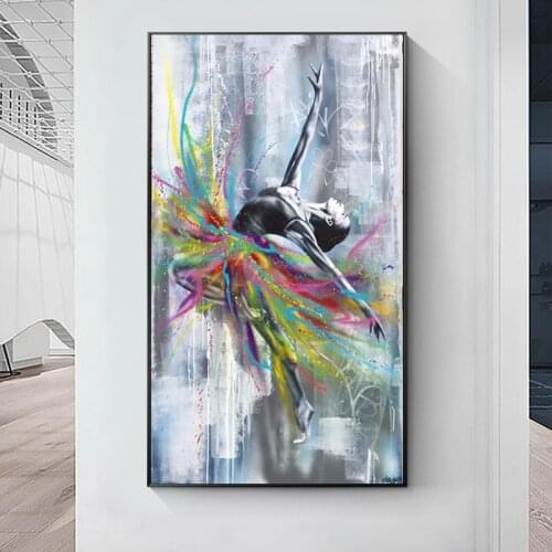 Abstract Dancing Ballerina Canvas Posters and Prints Ballet Girl Graffiti Art Canvas Painting Wall Picture for Living Room Decor