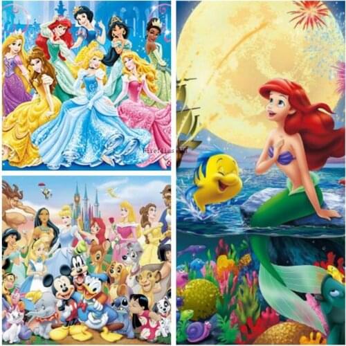 Disney 5D DIY Full Drill Diamond Painting"Cartoon Disney Princess "Diamond Embroidery Cross Stitch Kits Home Decor Children Gift