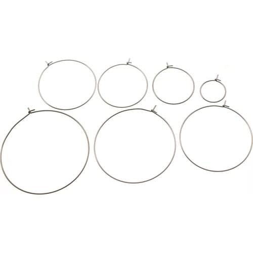 30pcs 20-50mm Stainless Steel Big Circle Wire Hoops Earrings Loop Hooks Ear Hiphop for DIY Earring Jewelry Making Findings
