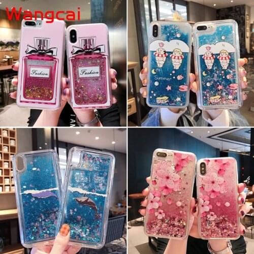 For Samsung Galaxy S21 Ultra Plus S20 FE A32 A02S A12 A42 A32 A52 A72 5G 4G Case Quicksand Liquid Unicorn Glitter Flower Cover