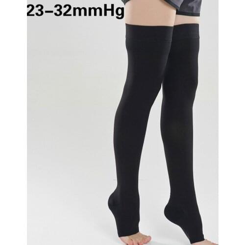 Women Medical Compression Stockings with Silicone Band Compression Recovery Thigh Sleeve Medical Support Hose 23-32 mmHg